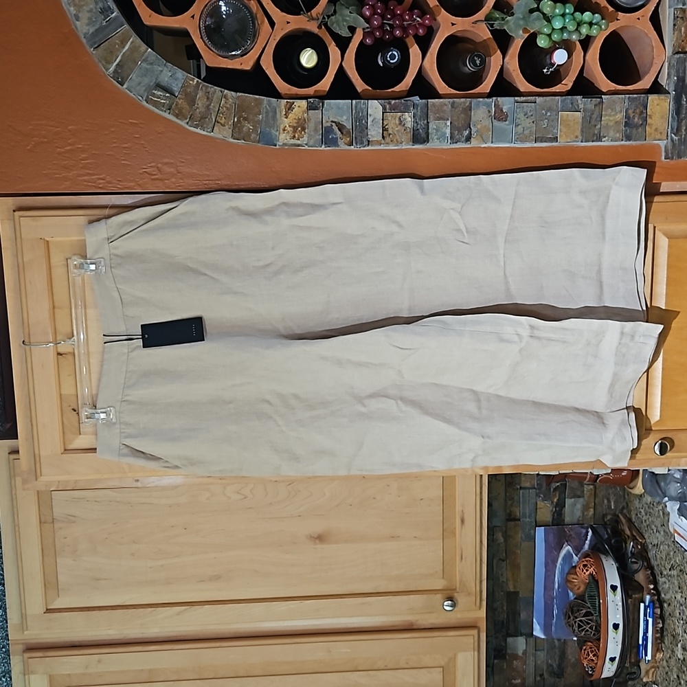 VETTA The Linen Wide Leg Apron Pants Stone Tan NWT